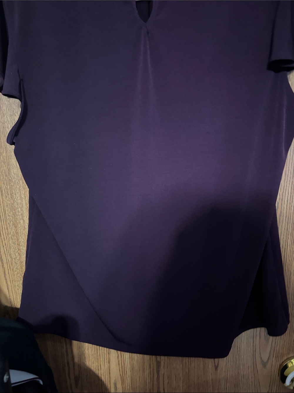 Calvin Klein Plum Ruffle-Neck Flutter Sleeve Blouse - Picture 6 of 7